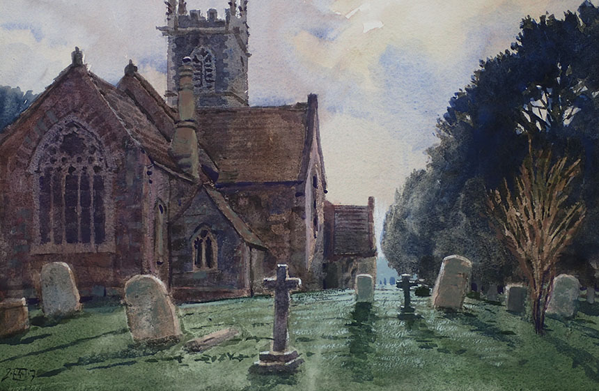 St James, Shaftesbury, Dorset, watercolour